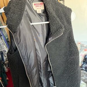 Mossimo Black Sherpa Zip Front Vest